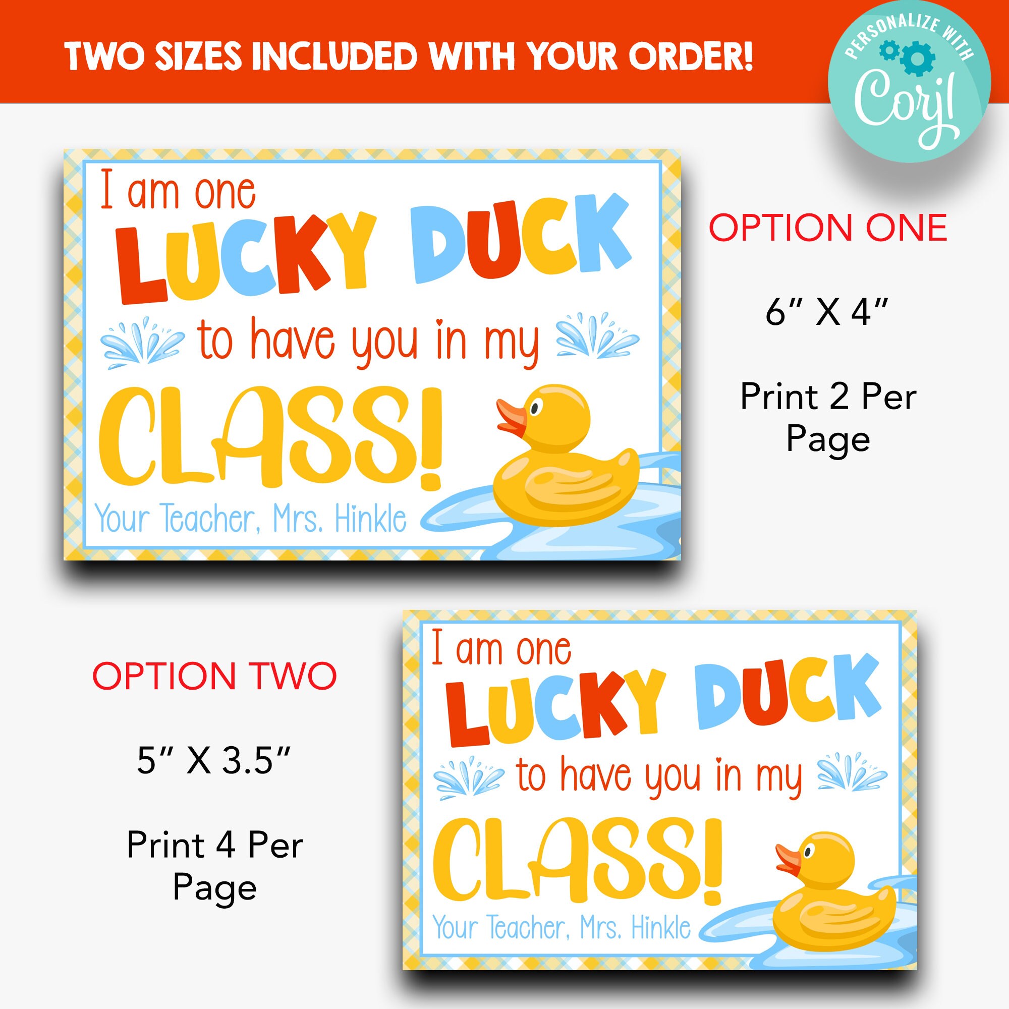 EDITABLE I Am One Lucky Duck to Have You in My Class Postcard - Etsy