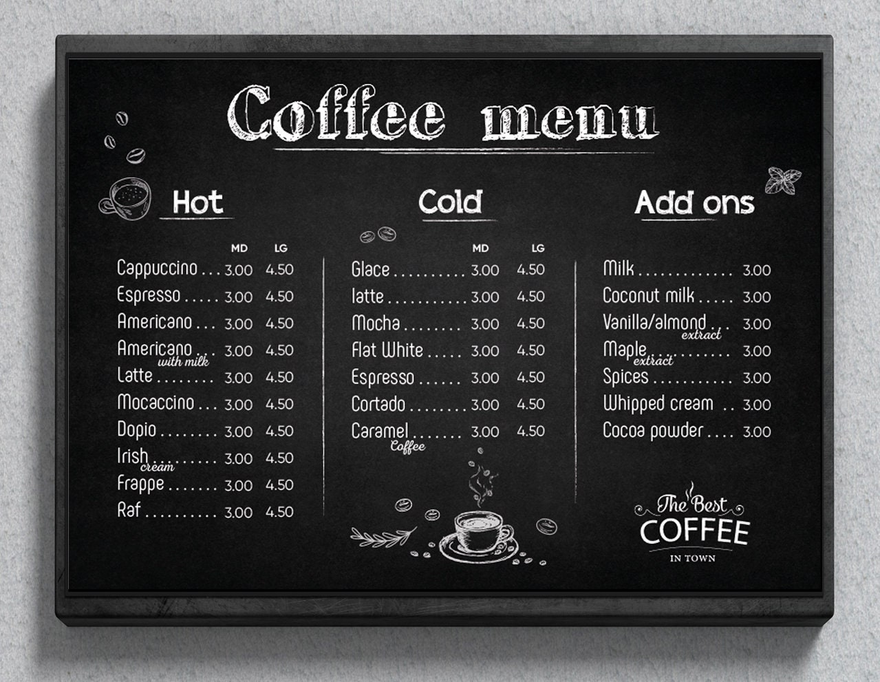 Coffee Menu Template Drinks Menu Cafe Menu Instant - Etsy Hong Kong