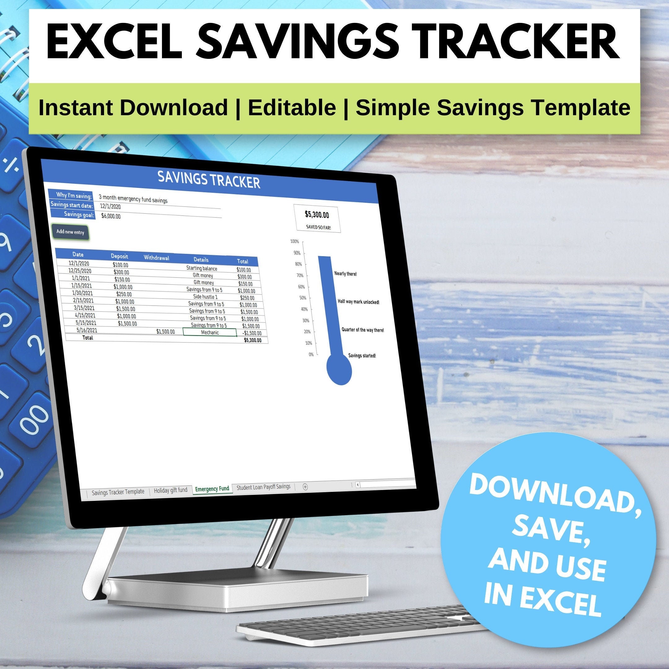 Excel Savings Tracker Template