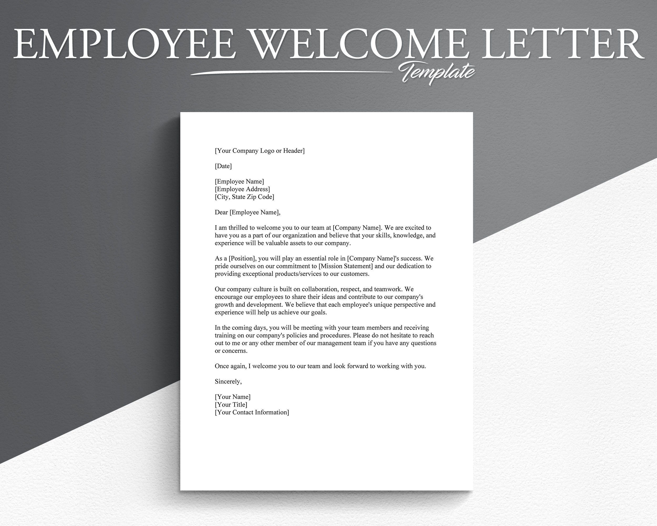 Welcome To The Team Letter