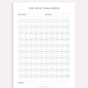 100 Mile Running or Walking Challenge Printable Workout - Etsy