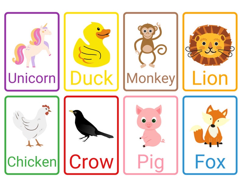 Animal Flashcards Flashcards Preschool Memory Game Animal Flashcards ...