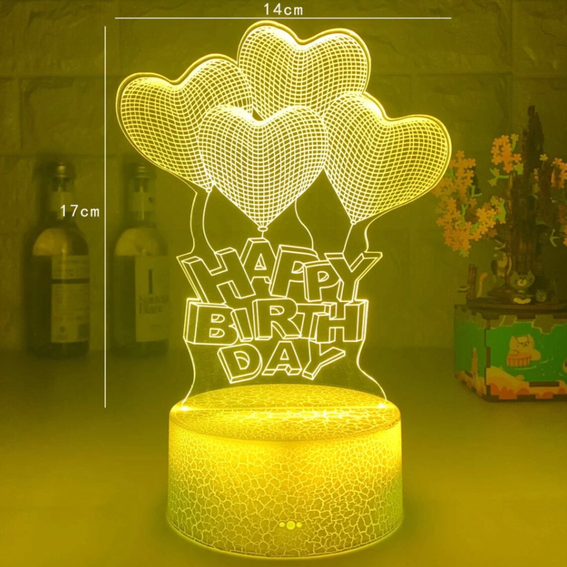 Happy Birthday 3d Lamp Creative 16 Color Changing Usb & 