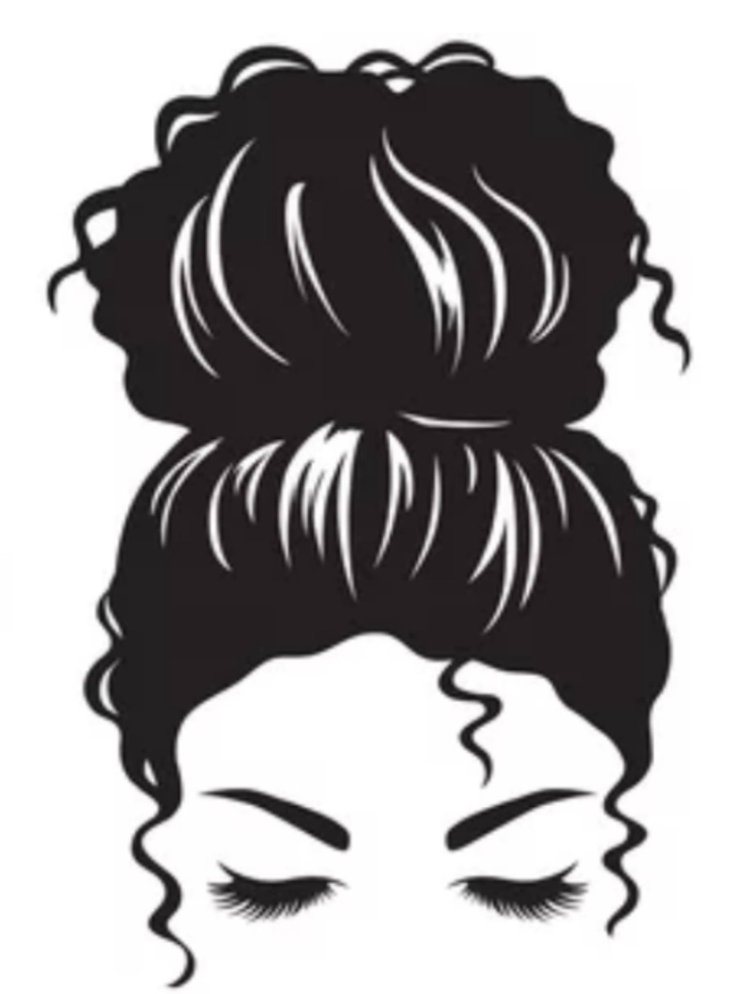 Messy Bun Curly Hair SVG