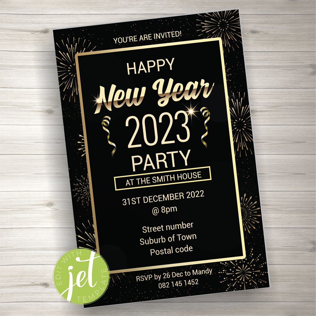 Editable New Years Eve Party Invitation Template 2023 New - Etsy