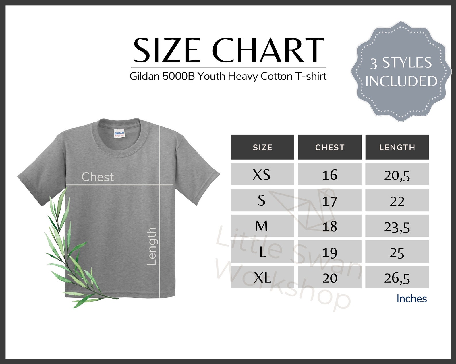 Gildan 5000b Size Chart