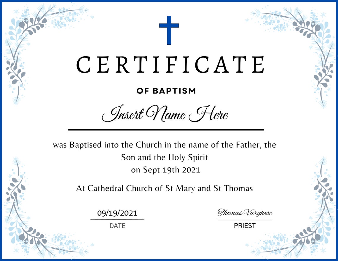 Editable Certificate of Baptism, Religious Certificate, Baptism ...