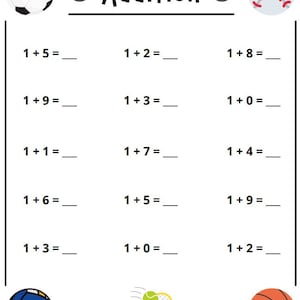 10 Printable Addition Worksheets. Numbers 1-10. Pre-school ...