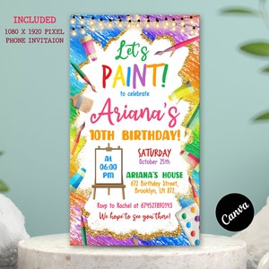 Art Birthday Invitation, Painting Birthday Invitation, Art Party, Craft ...