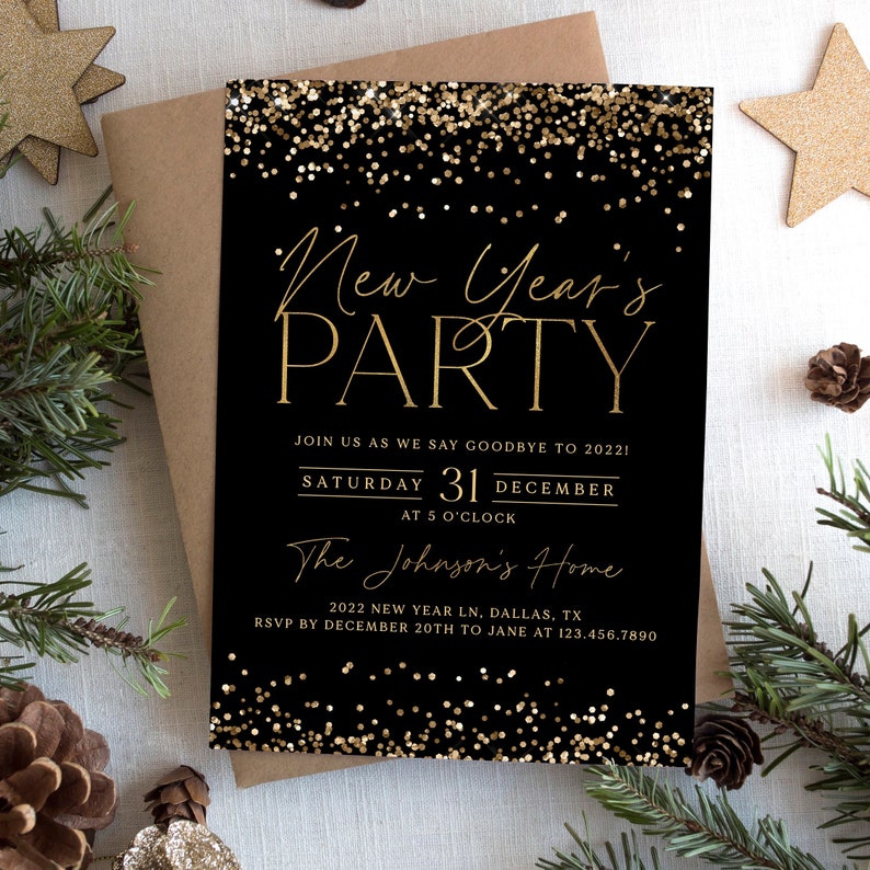 New Years Eve Party Invitation NYE Party Invitation Template - Etsy