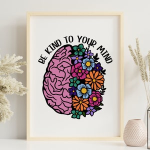 Be Kind to Your Mind Wall Art, Kindness Prints, Be Kind Decor, Be Kind ...