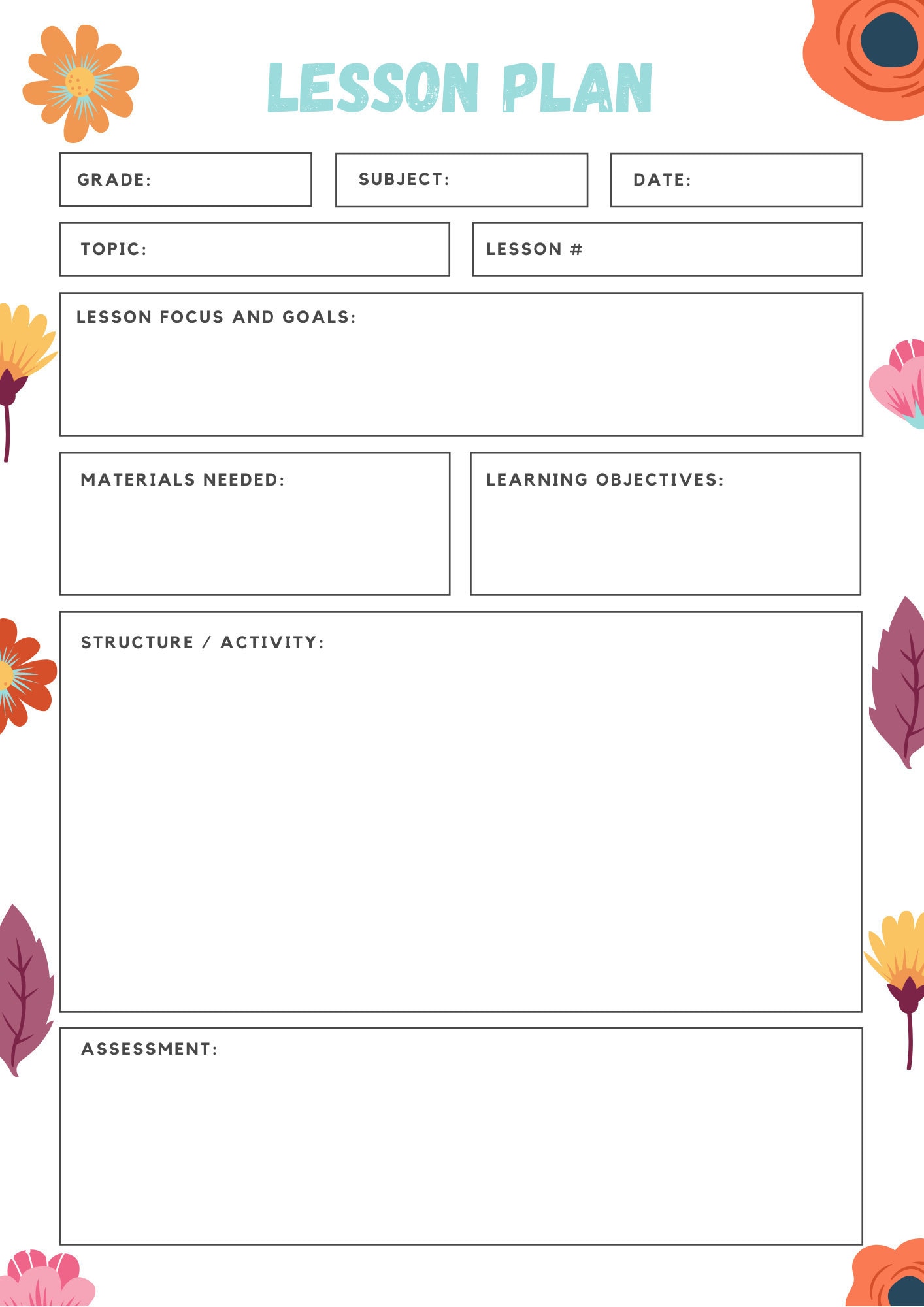 Student Teacher Lesson Plan Template image.