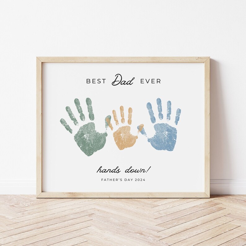 Best Dad Handprint Art Printable Best Dad Hands Down Craft Gift for Dad ...