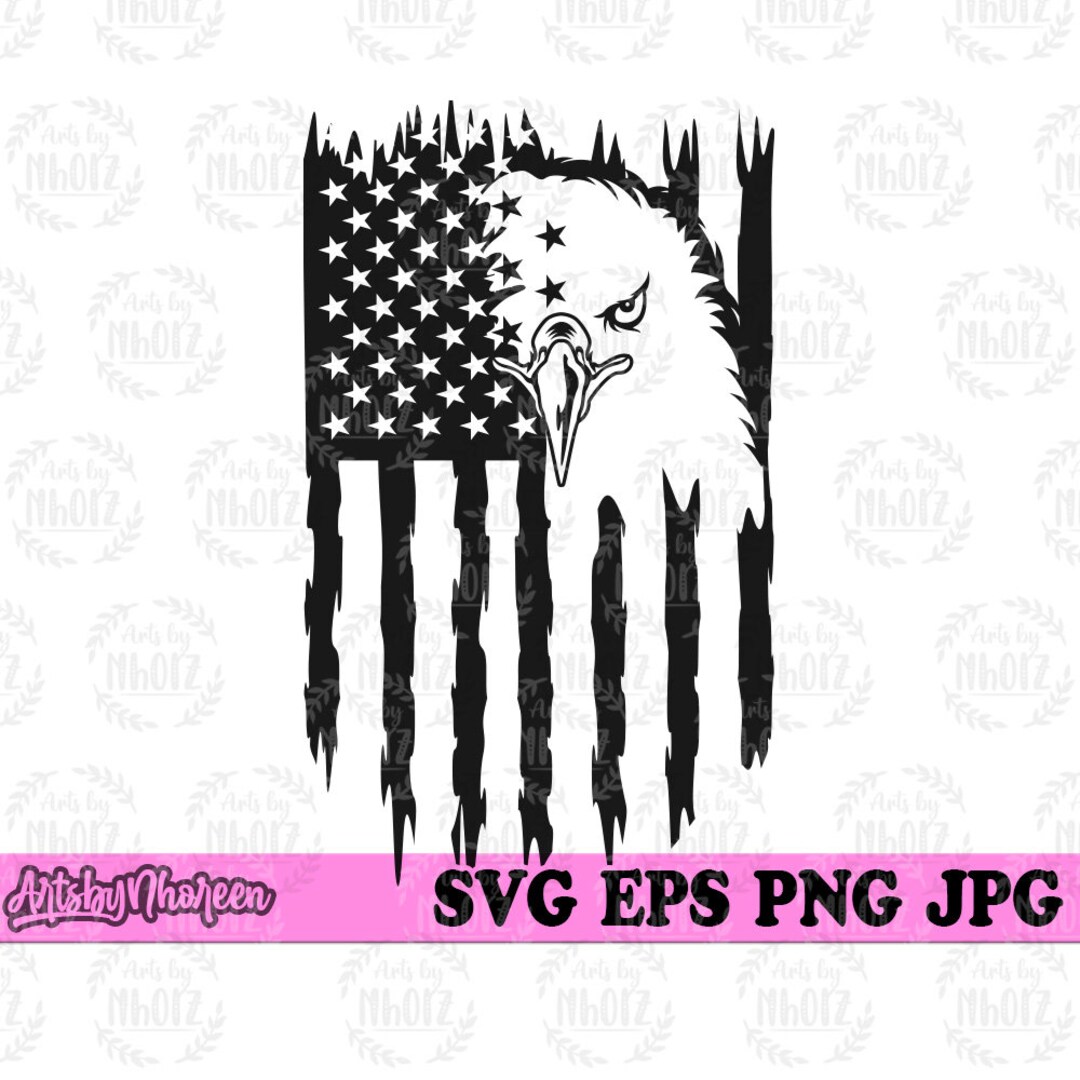 US Patriotic Eagle Svg, Big Bird Head Clipart, 4th of July Cut File ...