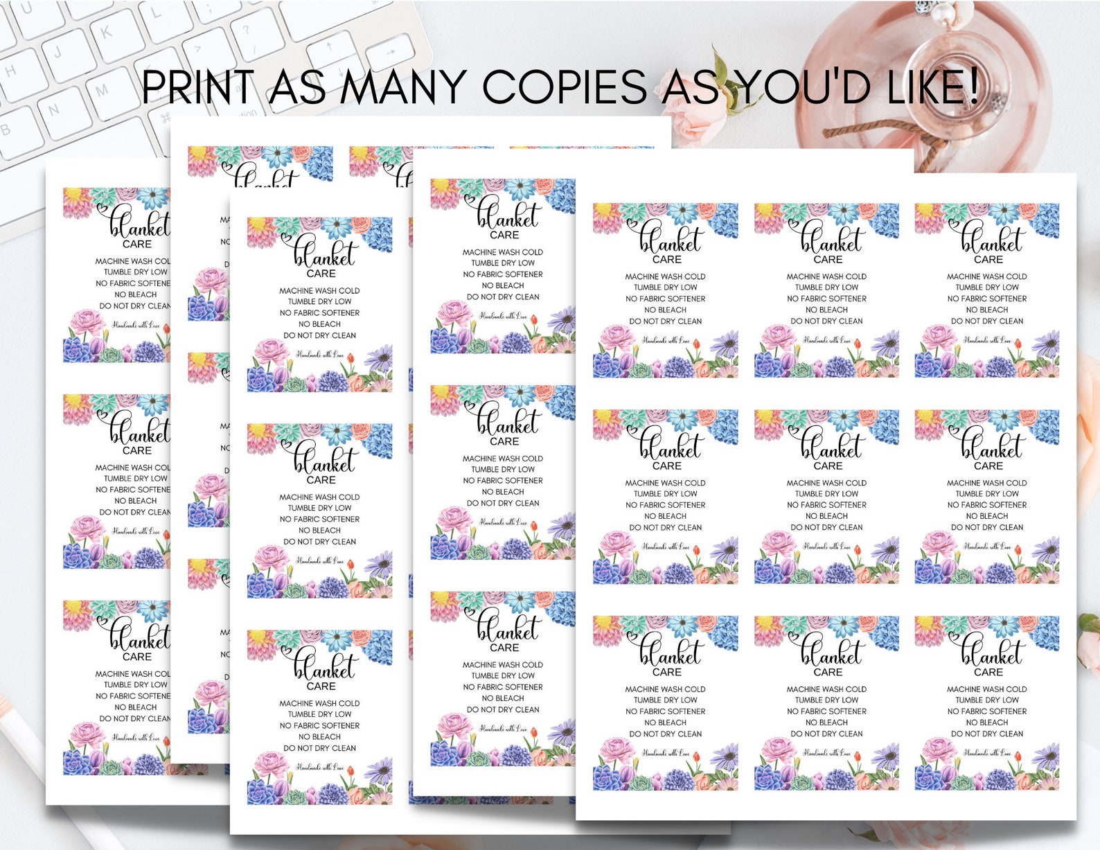 Blanket Care Card, Printable Instructions, Instant Download, Ready to ...