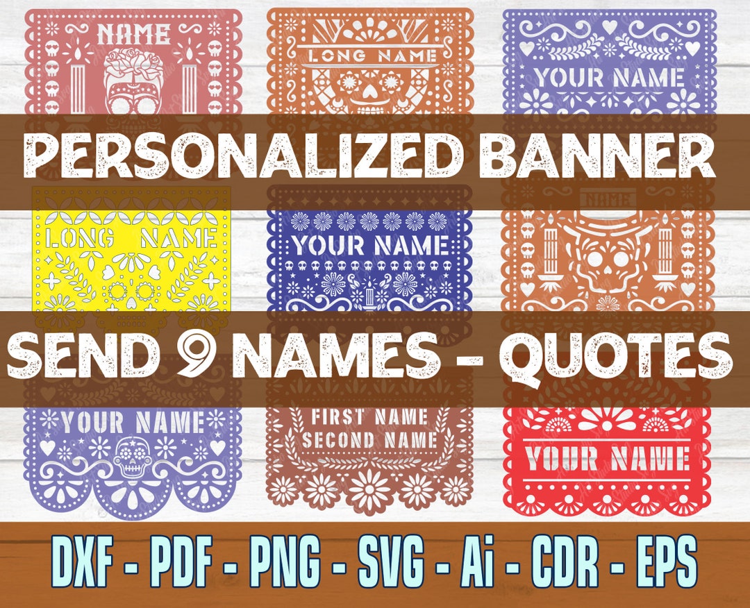 MEXICAN BANNER SVG Papel Picado Clipart Personalized Bunting - Etsy