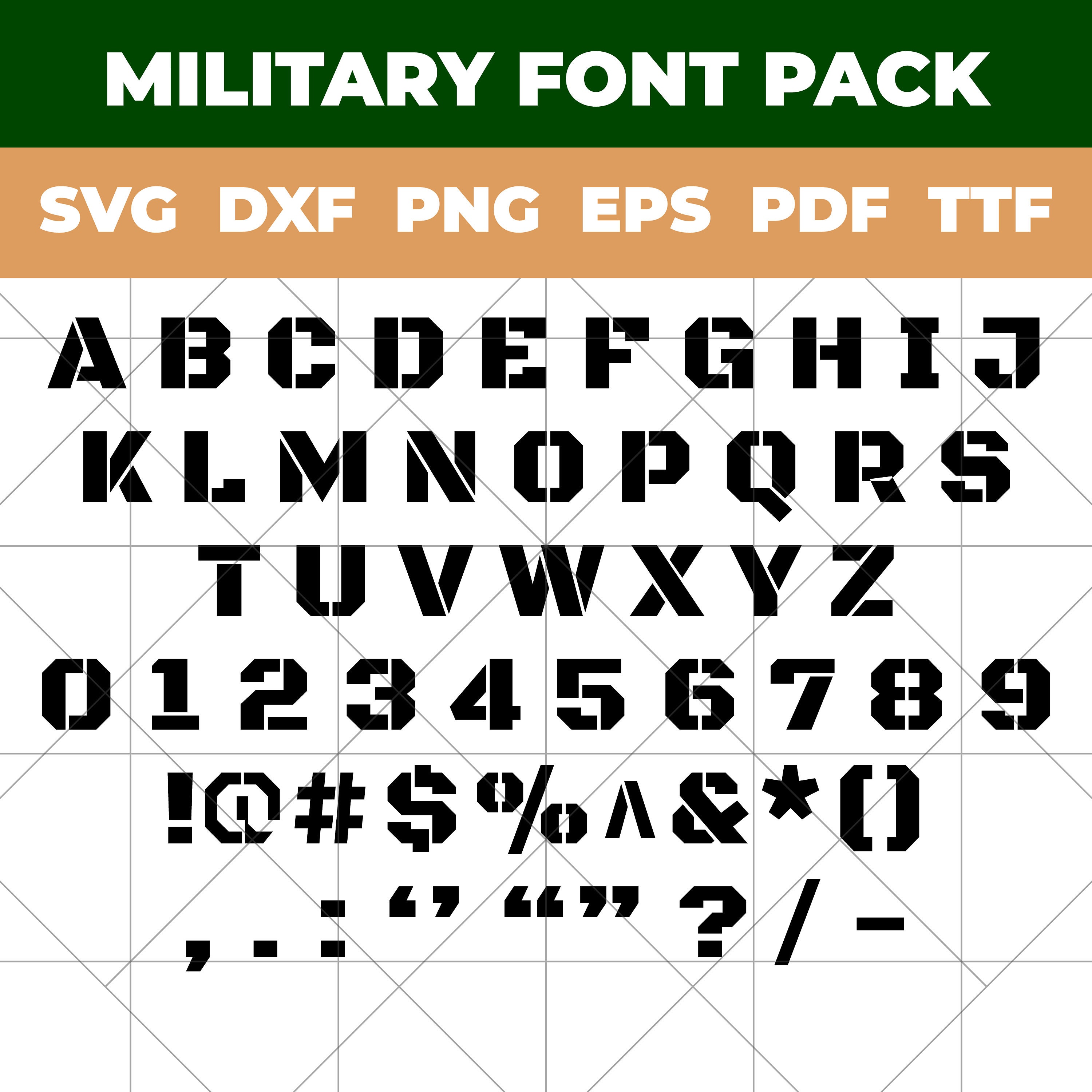 Stencil Font SVG, Military Font SVG, Army TTF Svg, Dxf, Png, Eps, Pdf ...