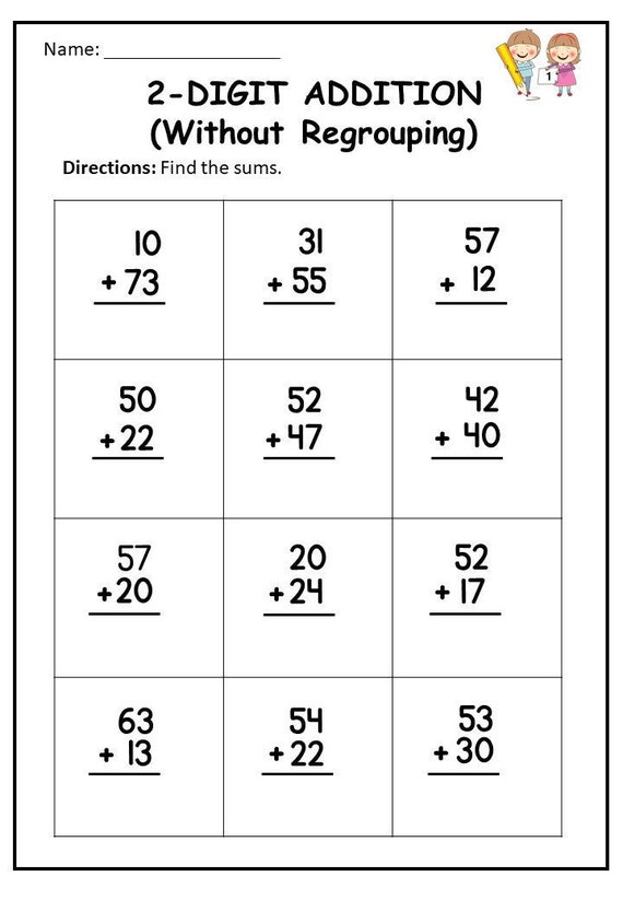 Double Digit Addition Printables