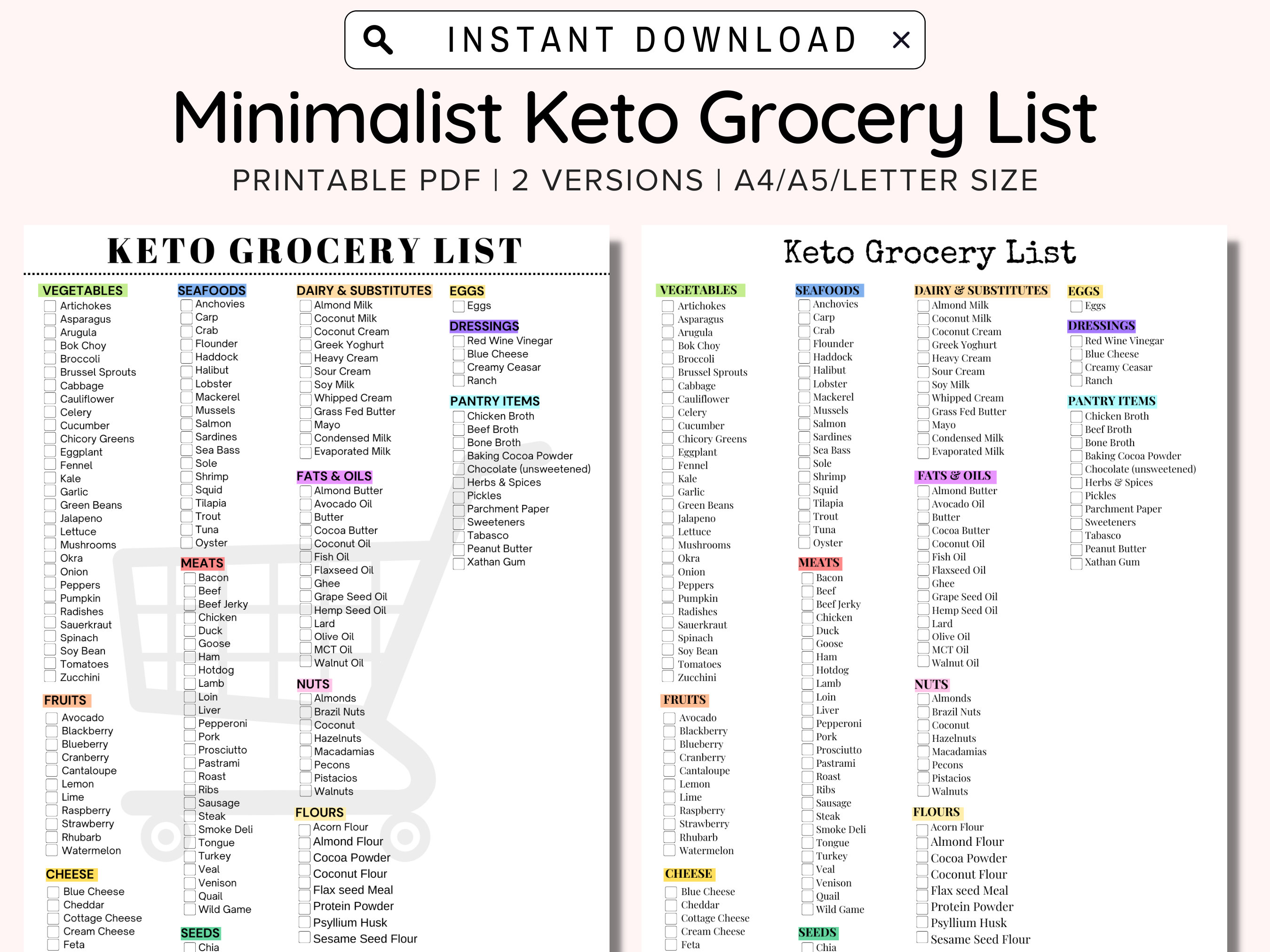 Keto Grocery List Printable Keto Food List Low Carb Food