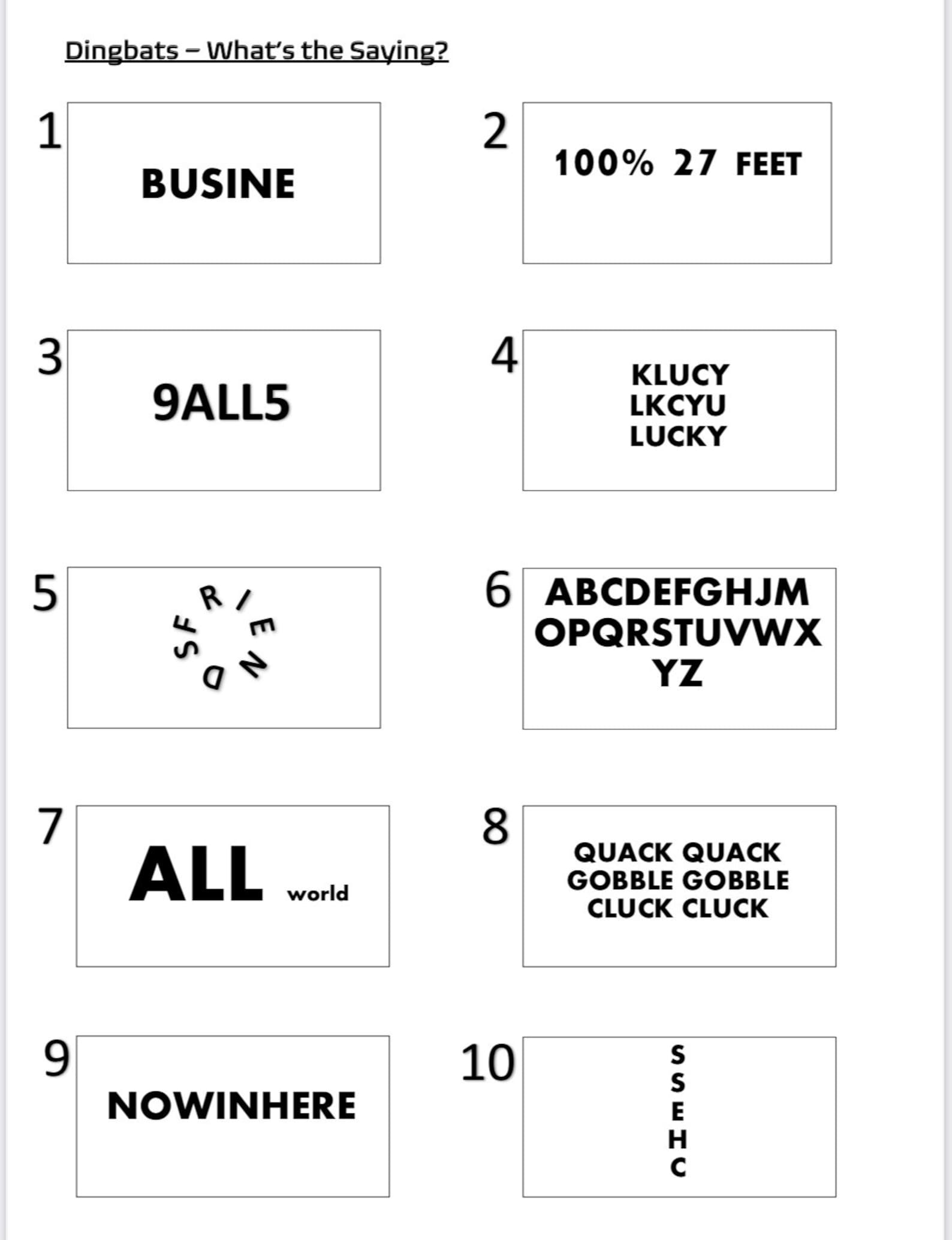 Two Printable Dingbats Quiz Rounds and Answers - Etsy UK