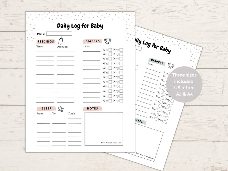 Daily Baby Log Printable, Newborn Baby Tracker, Baby Planner - Etsy