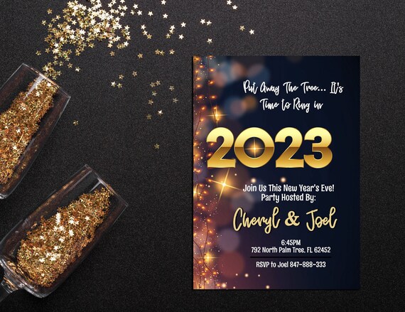 Editable New Years Eve Party Invitation Template Gold - Etsy