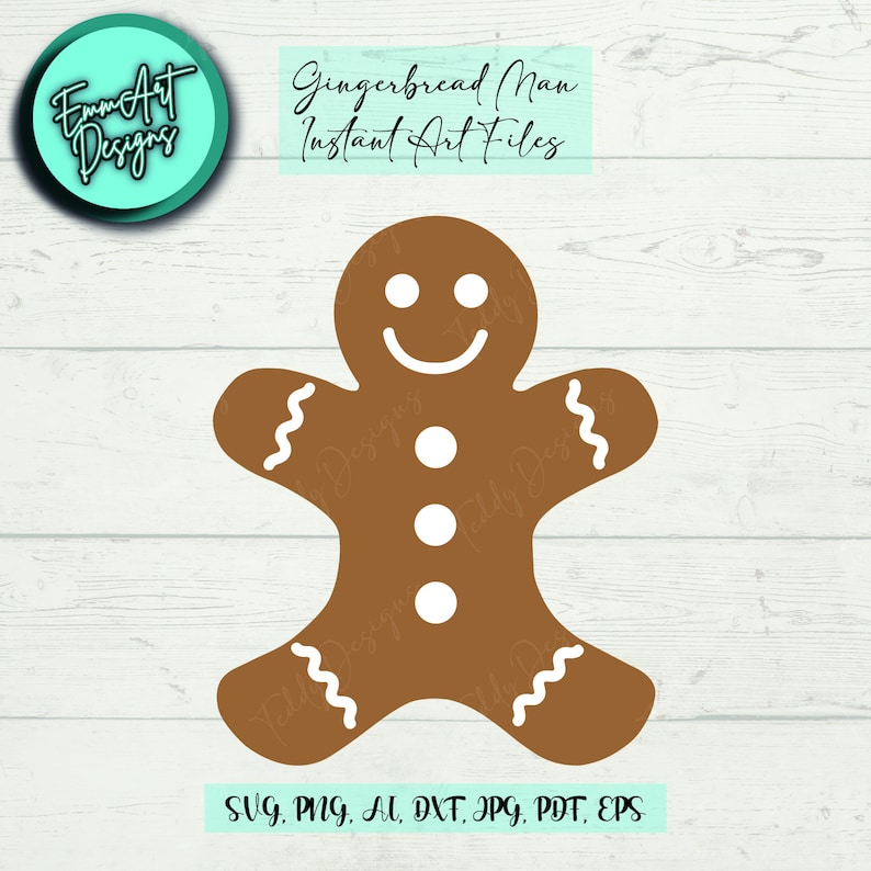 Gingerbread Man Instant Digital Download Svg, Png, Dxf, Ai, Jpg, Pdf ...