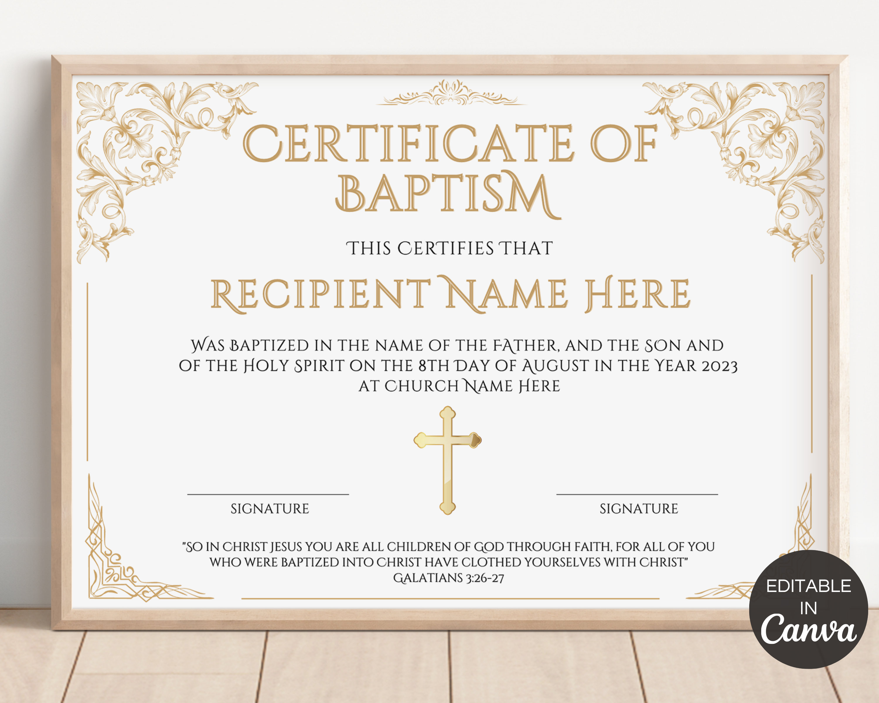 Christian Baptism Certificate Template