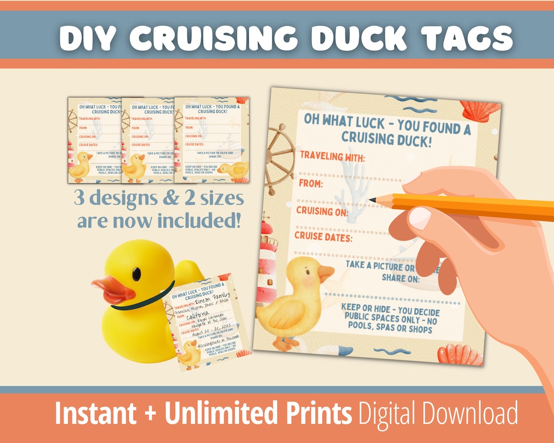 Cruising Ducks Tag, Printable Digital Download, Instant Cruise PDF ...