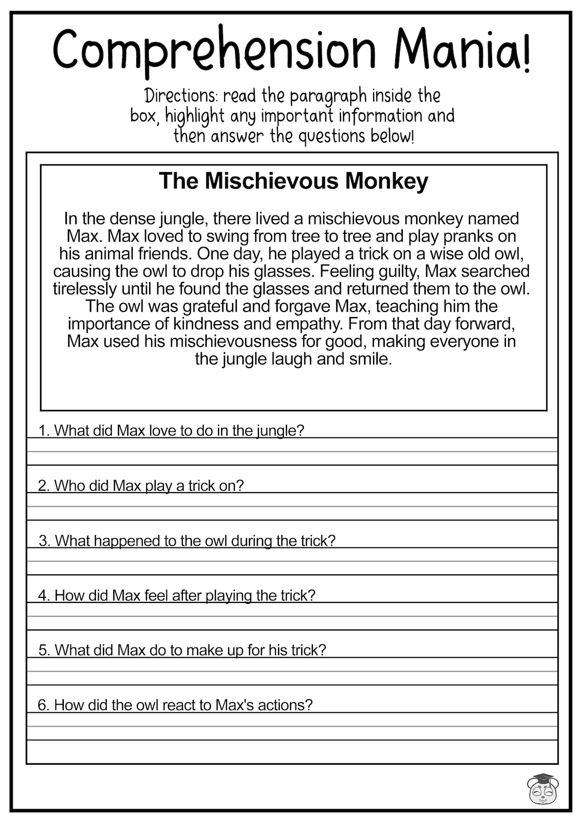 10 Printable Reading Comprehension English Worksheets Comprehension ...