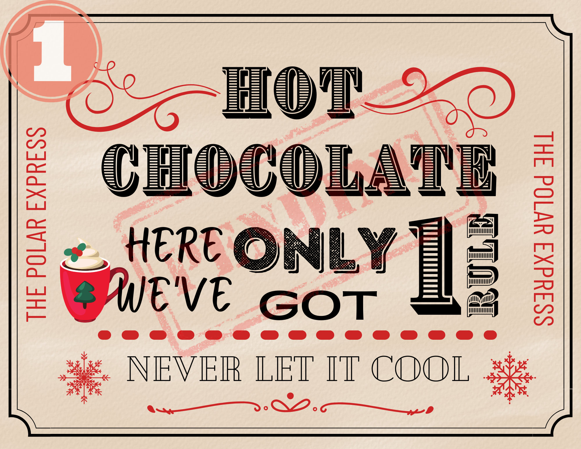 Polar Express Hot Chocolate Poster Red INSTANT DOWNLOAD Printable ...