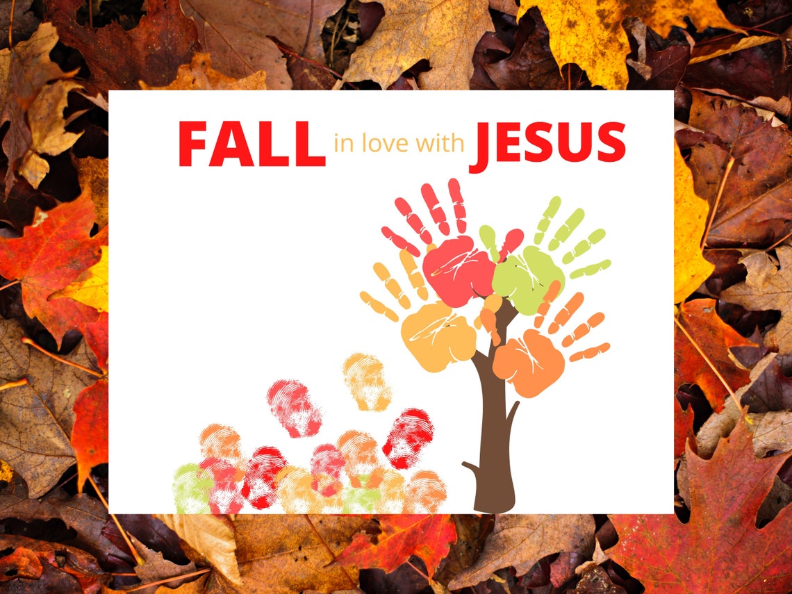 Fall in Love With Jesus Handprint Keepsake Art Fun Educational Finger ...