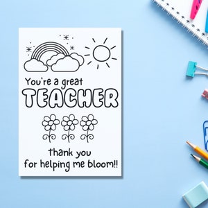 Printable Teacher Appreciation Coloring Card, Instant Digital Download ...