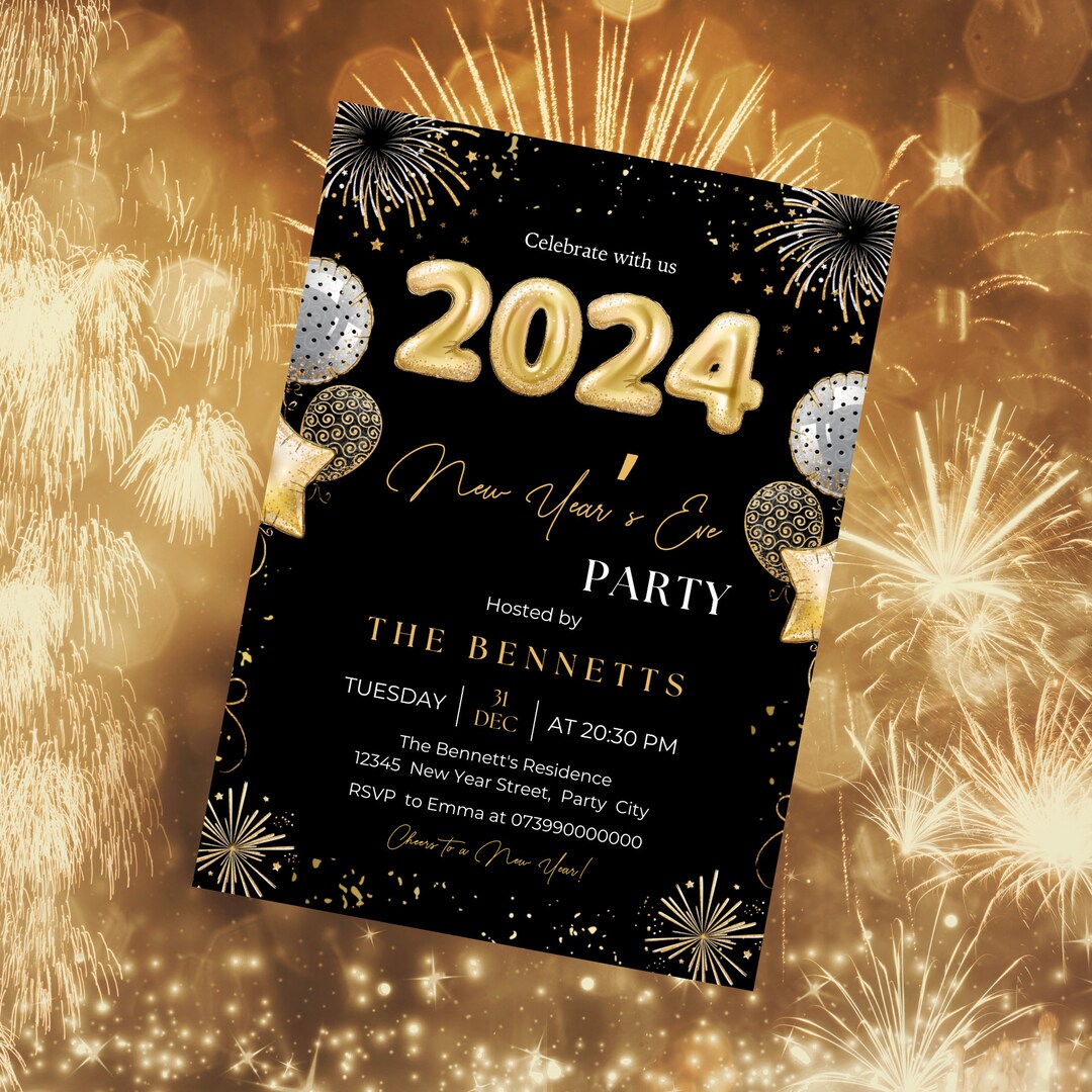 Editable New Year's Eve Party Invitation 2024 New Years - Etsy