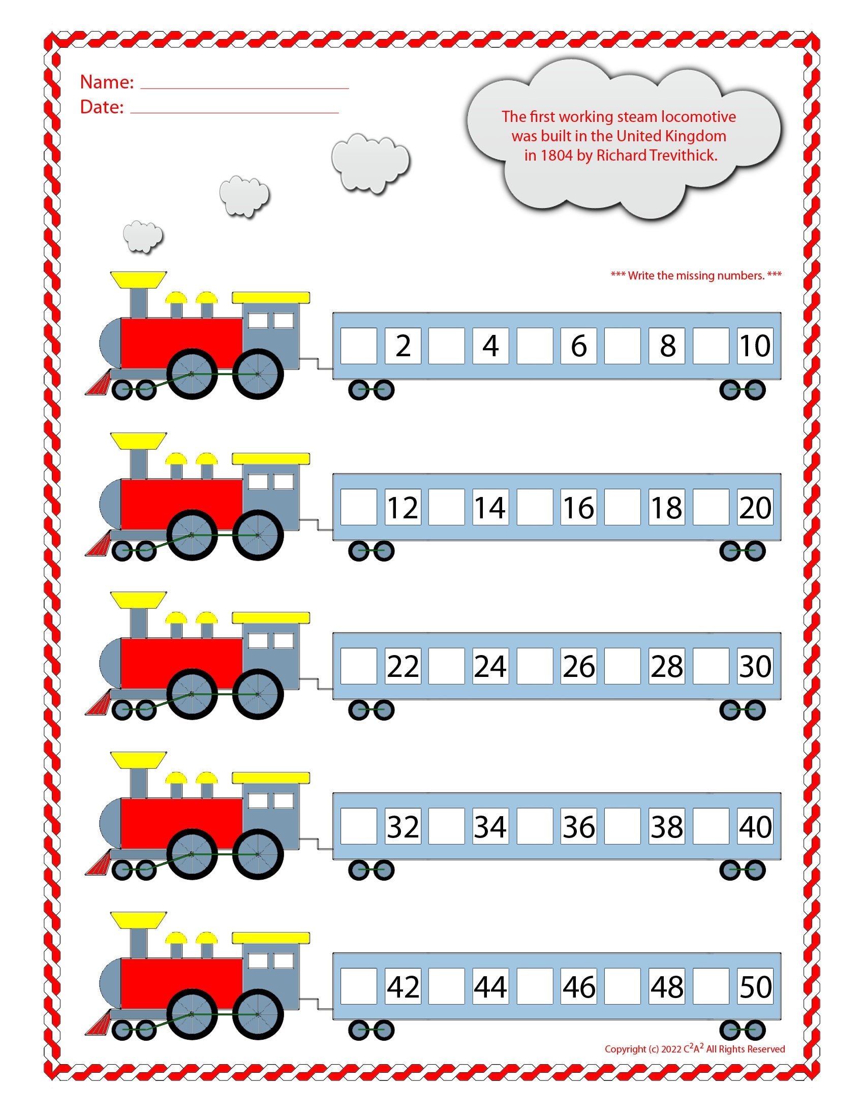 Write the Missing Numbers 1 to 100 / Preschool / Kindergarten / Grade 1 ...