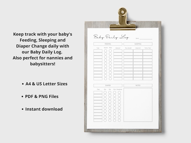 PRINTABLE Baby Daily Log Infant Daily Log Baby Feeding Log Newborn Baby ...