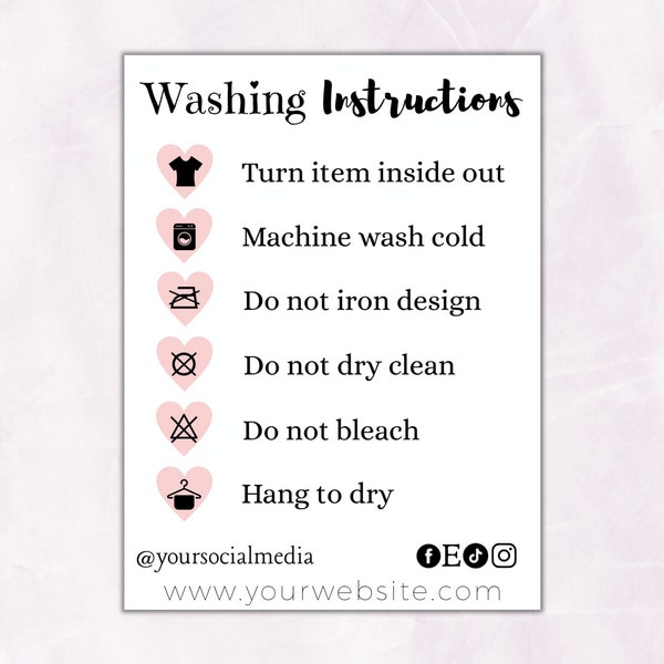 Embroidery Washing Instructions Card - Etsy