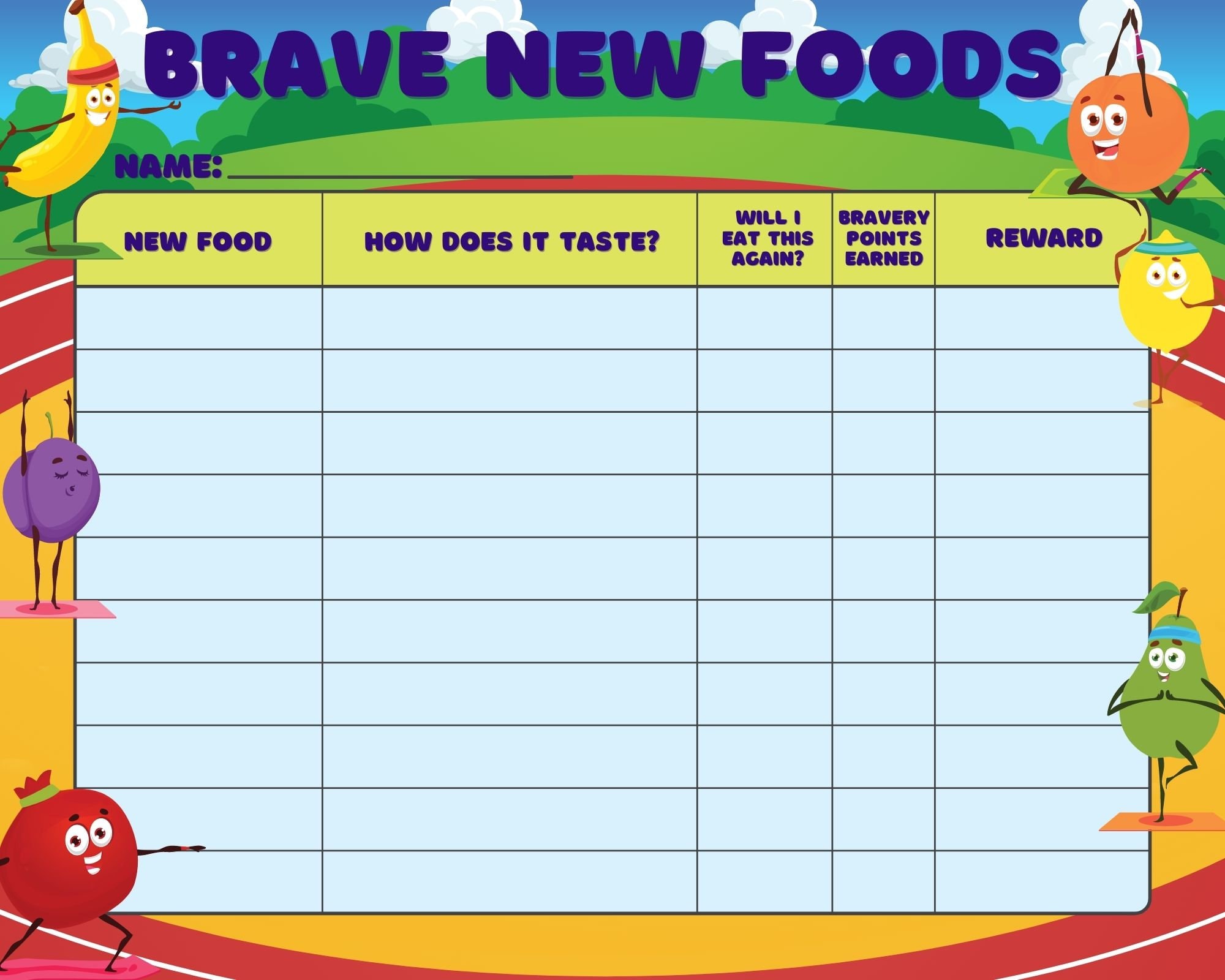 Printable REWARDS FOOD CHART Kids Reward Chart And New Food