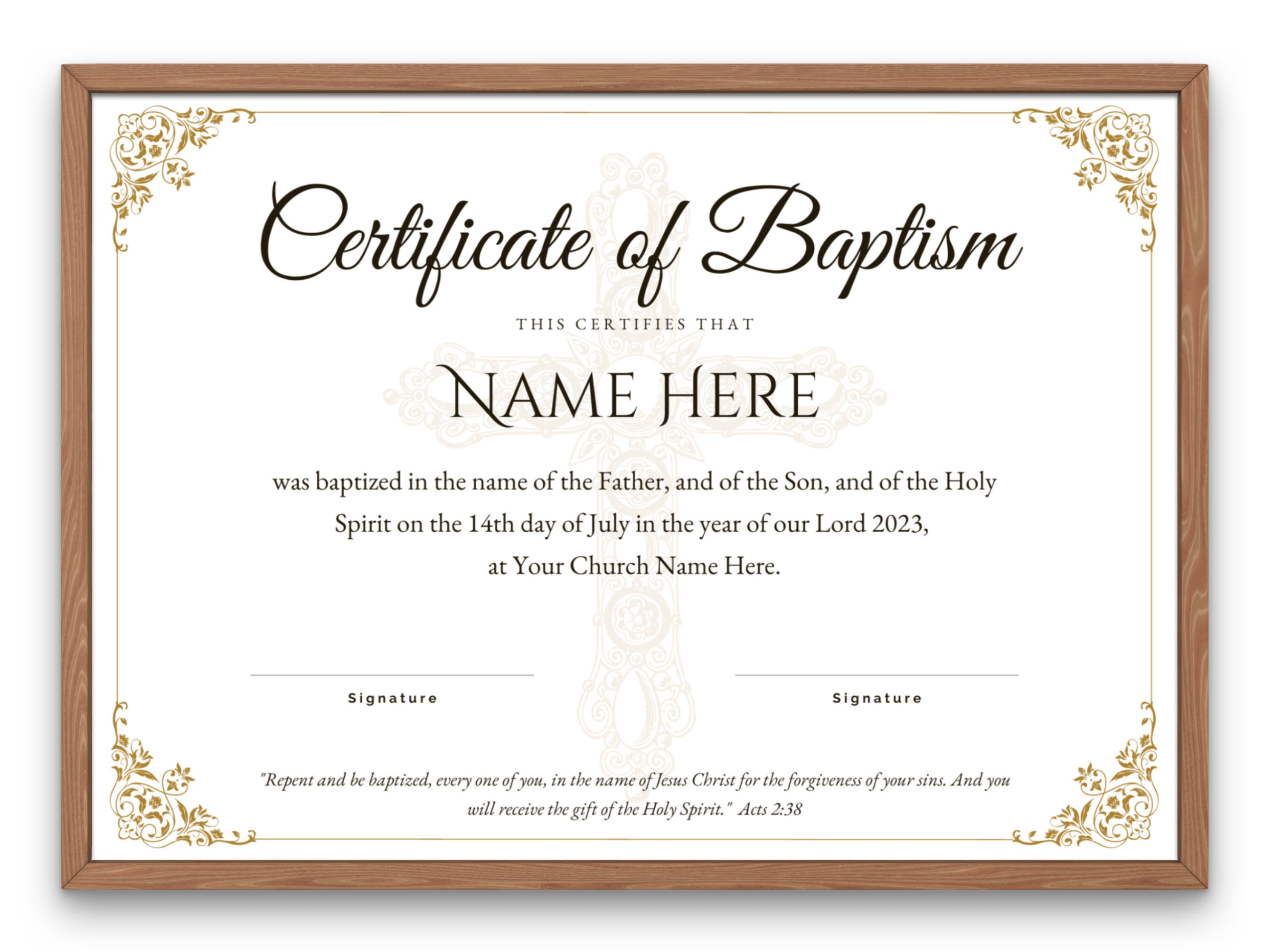 Editable Baptism Certificate Template Printable Baptism Certificate ...