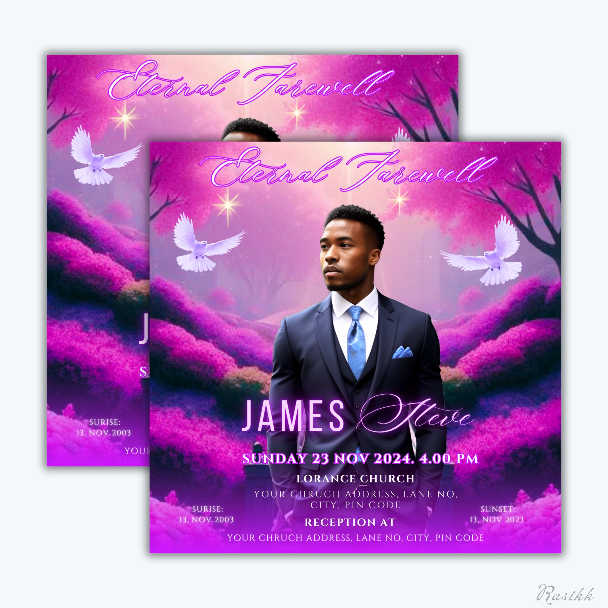 Memorial Funeral Announcement Flyer, Funeral Announcement Template ...