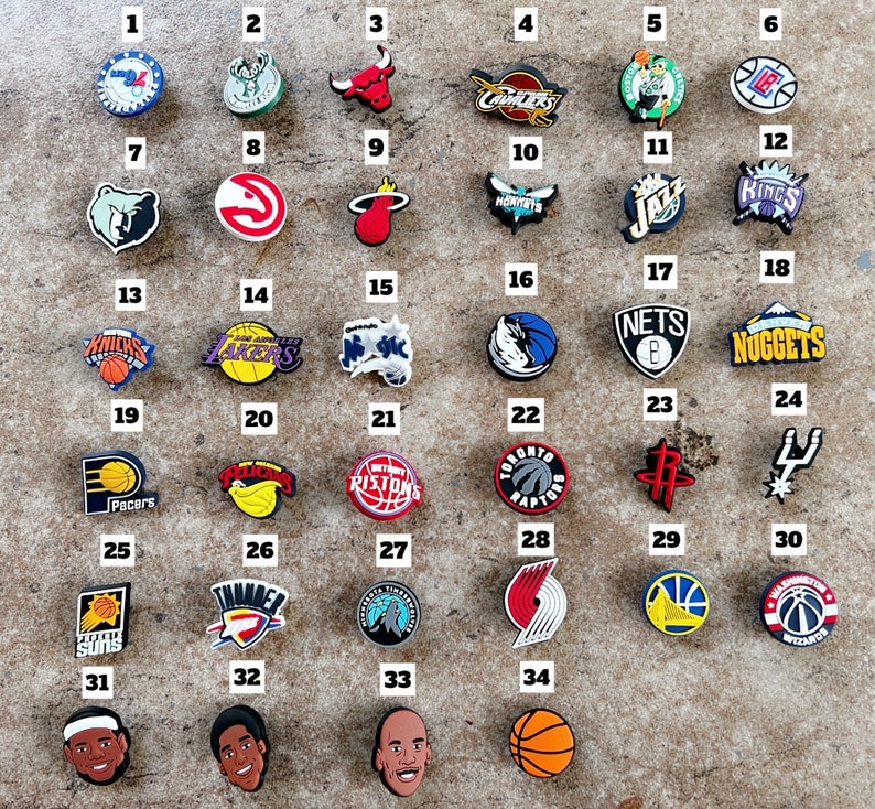 NBA Teams Croc Charms Football Croc Charms Croc Jibbitz - Etsy