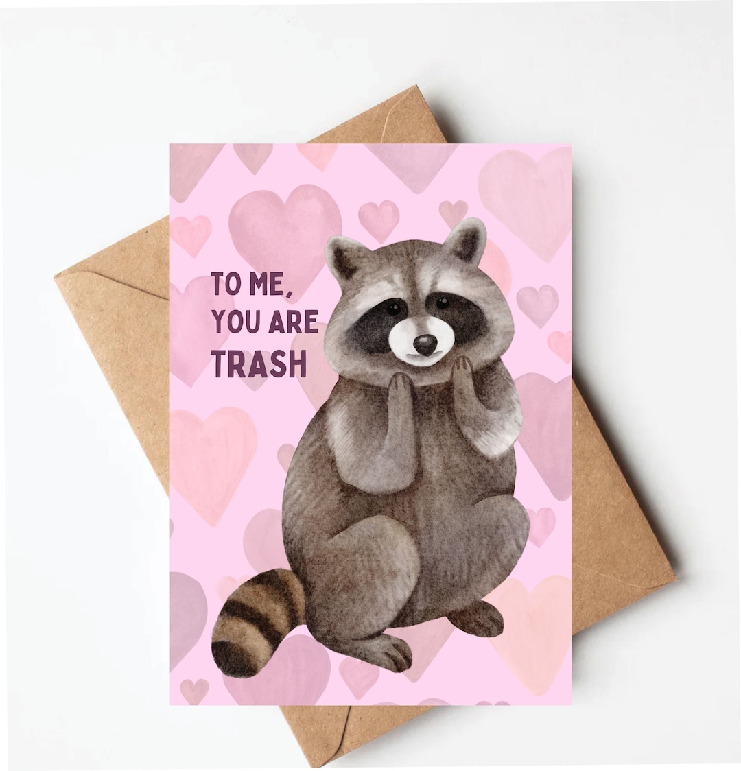 Funny Raccoon Valentines Day Card, Raccoon Greeting Cards, Funny ...