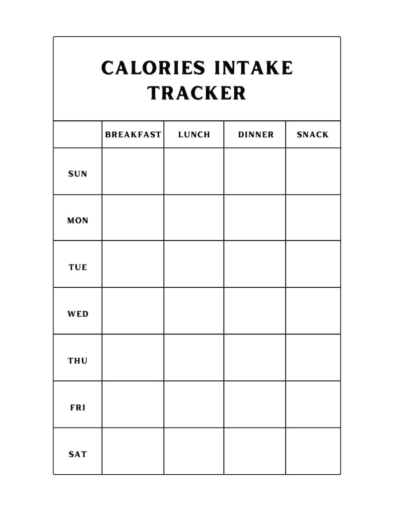 Calorie Intake Tracker Printable PDF - Etsy