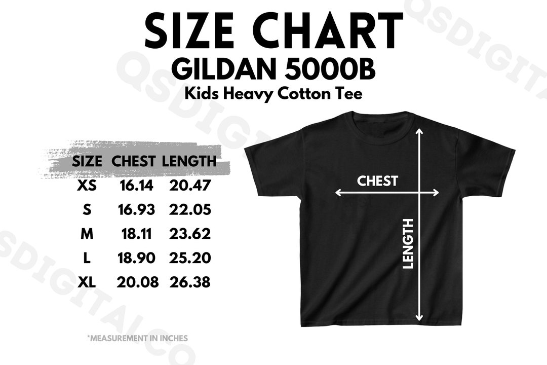 Gildan 5000b Size Chart