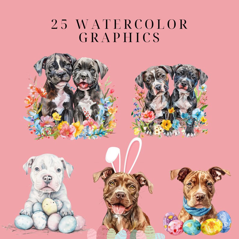 Spring Easter Pitbull Clipart Bundle/instant Download 24 Png's/dog ...