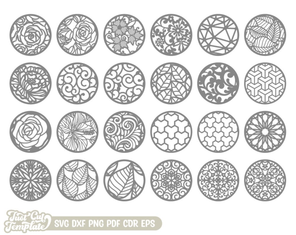 Coaster Set Laser Cut Templates 24 Round Coaster SVG Bundle - Etsy