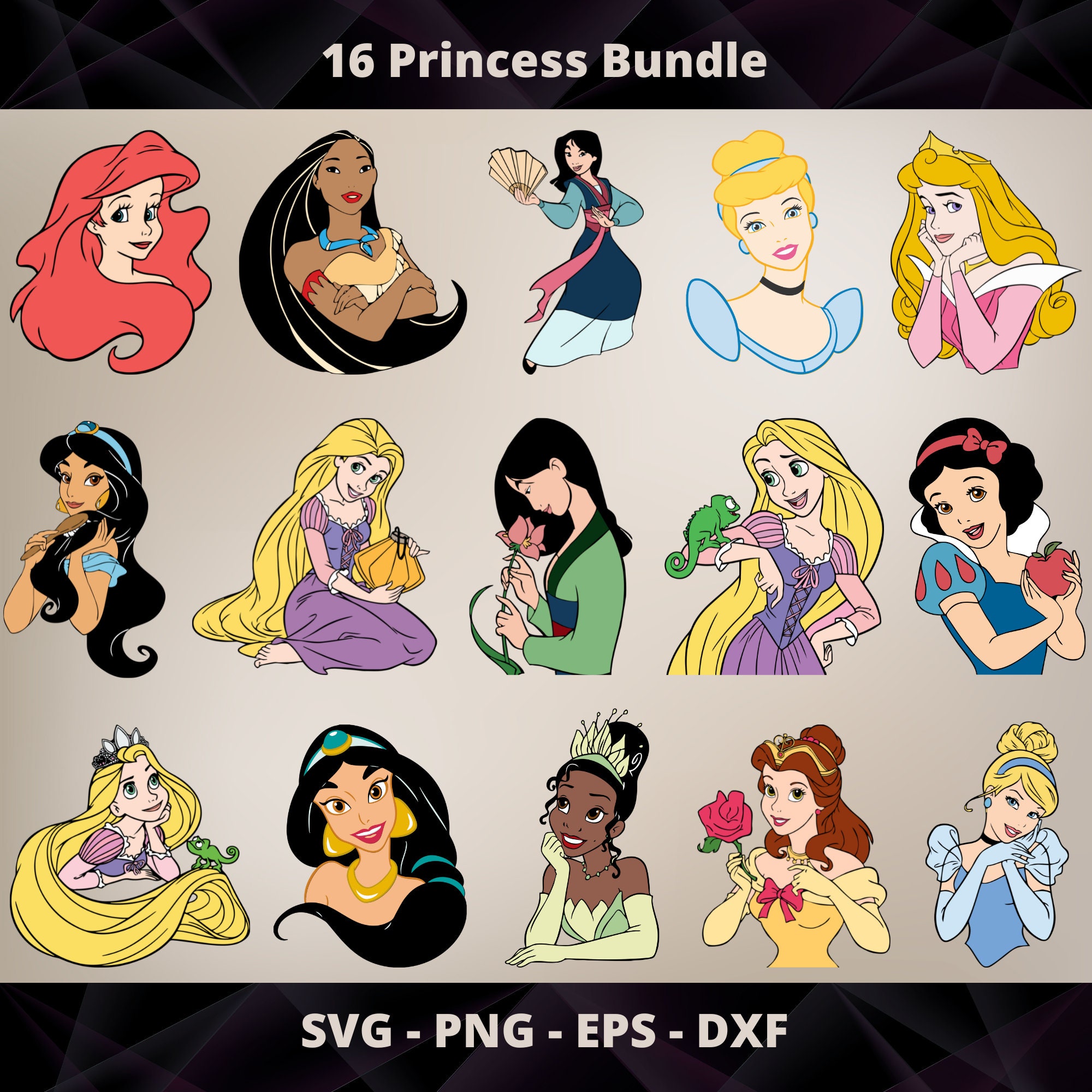 Princess PNG Bundle, Princess Clipart Instant Download, Princess ...