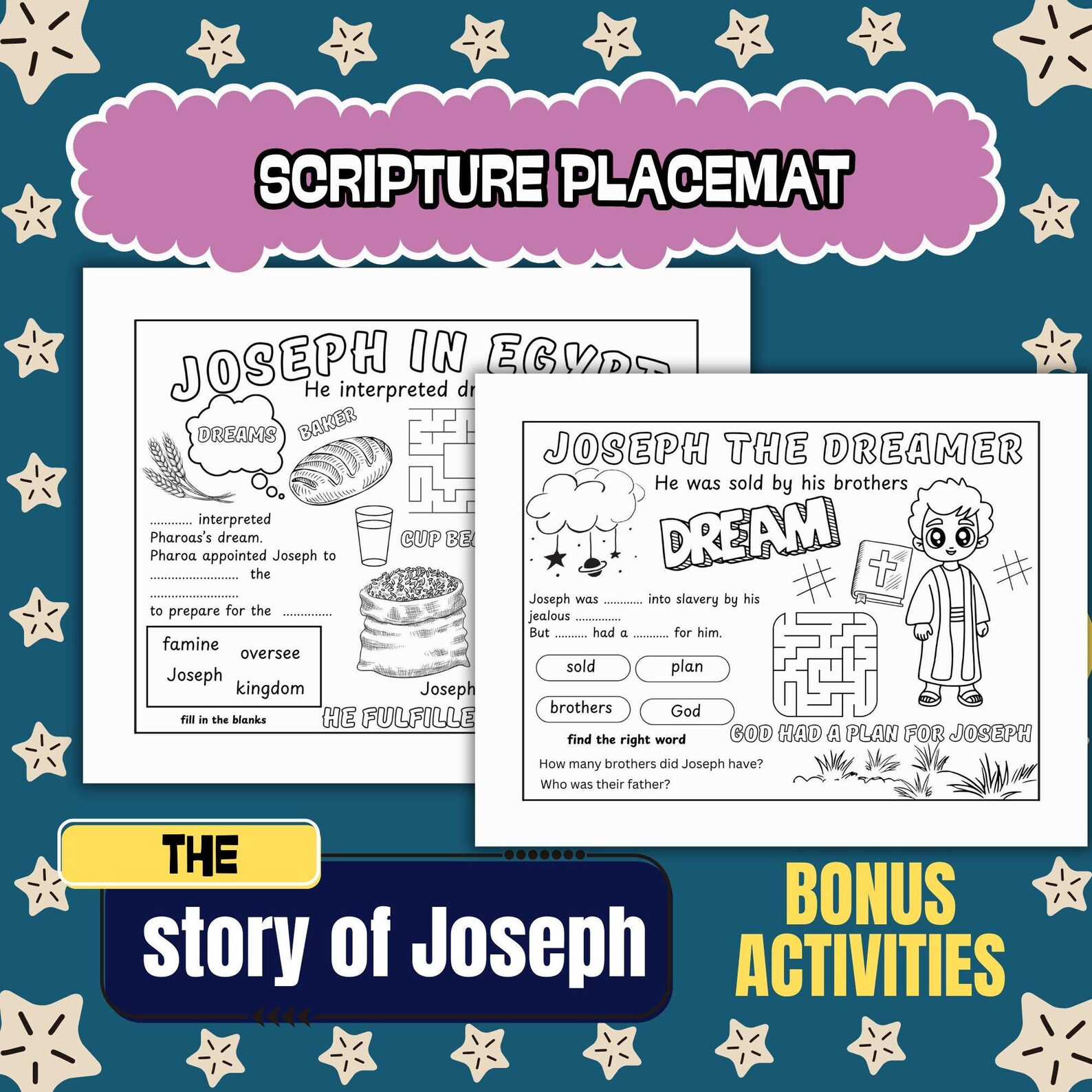 The Story of Joseph Bible Coloring Pages for Kids, Home School, Sunday ...