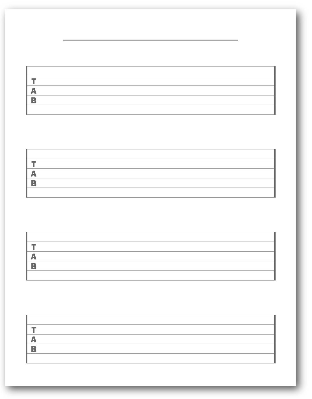 Extra-large Blank 6-string Guitar Tablature, 4 Rows Easy to Read Blank ...