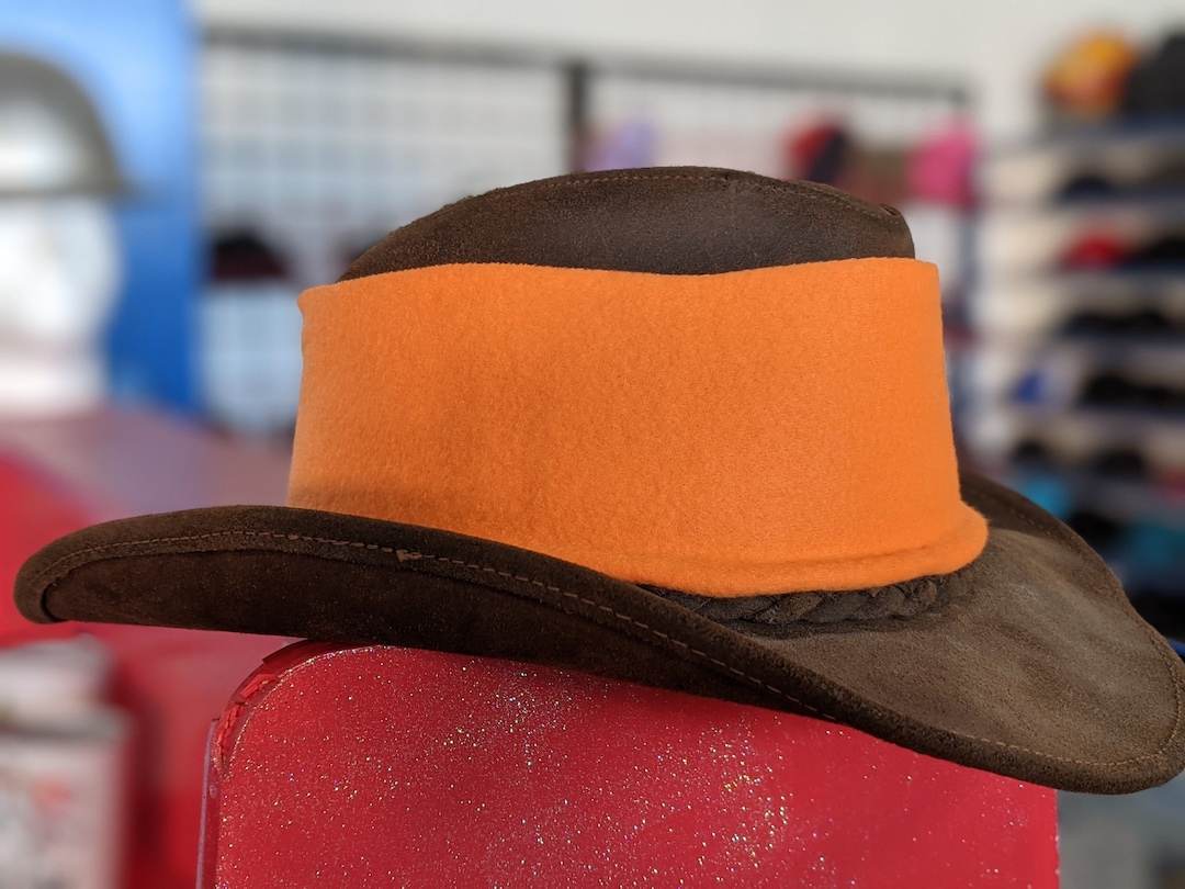 Cowboy Hat Blaze Orange Sleeve Hunting Sleeve Gift for Him Western Hat ...